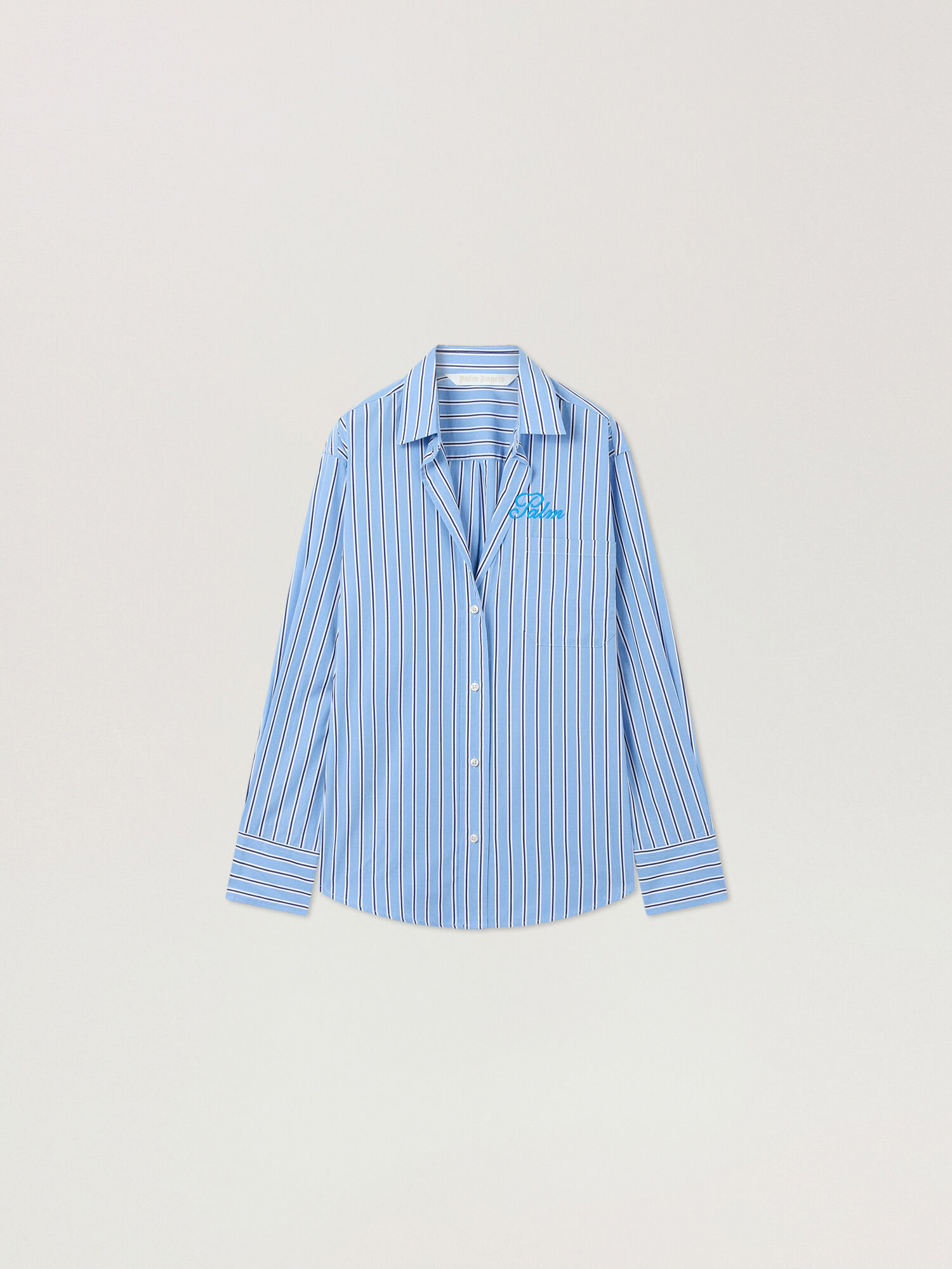 PALM ANGELS Palm Sway Oversized Shirt MEDIUM BLUE - OFF WHITE PAWGA02F26FB01