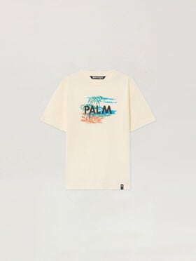 PALM ANGELS Palm Island Regular T-Shirt OFF WHITE - MULTICOLOR PAMAA01F26JR04