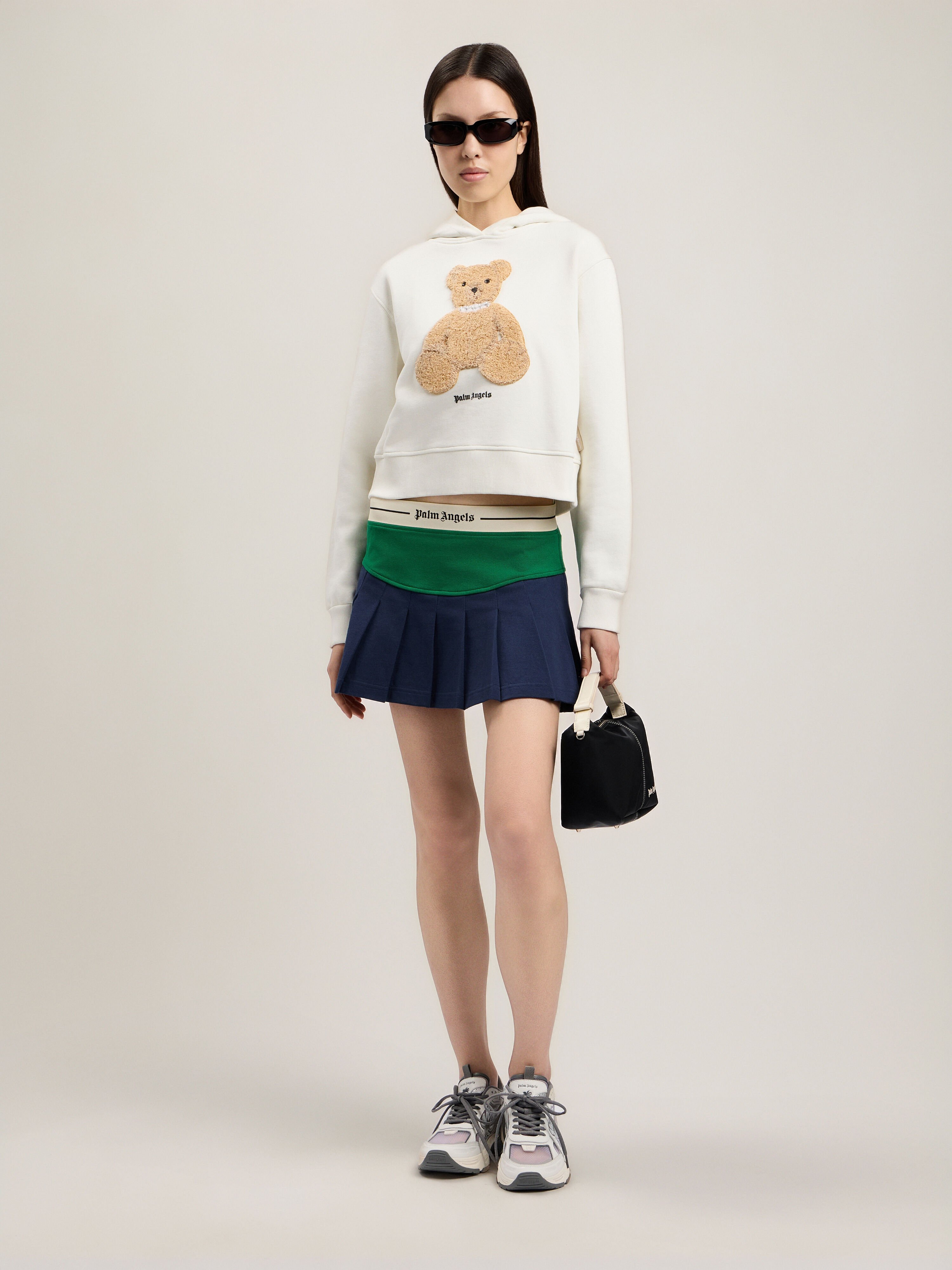 PALM ANGELS Bear Fitted Hoodie OFF WHITE BROWN PWBB069S26FLE008