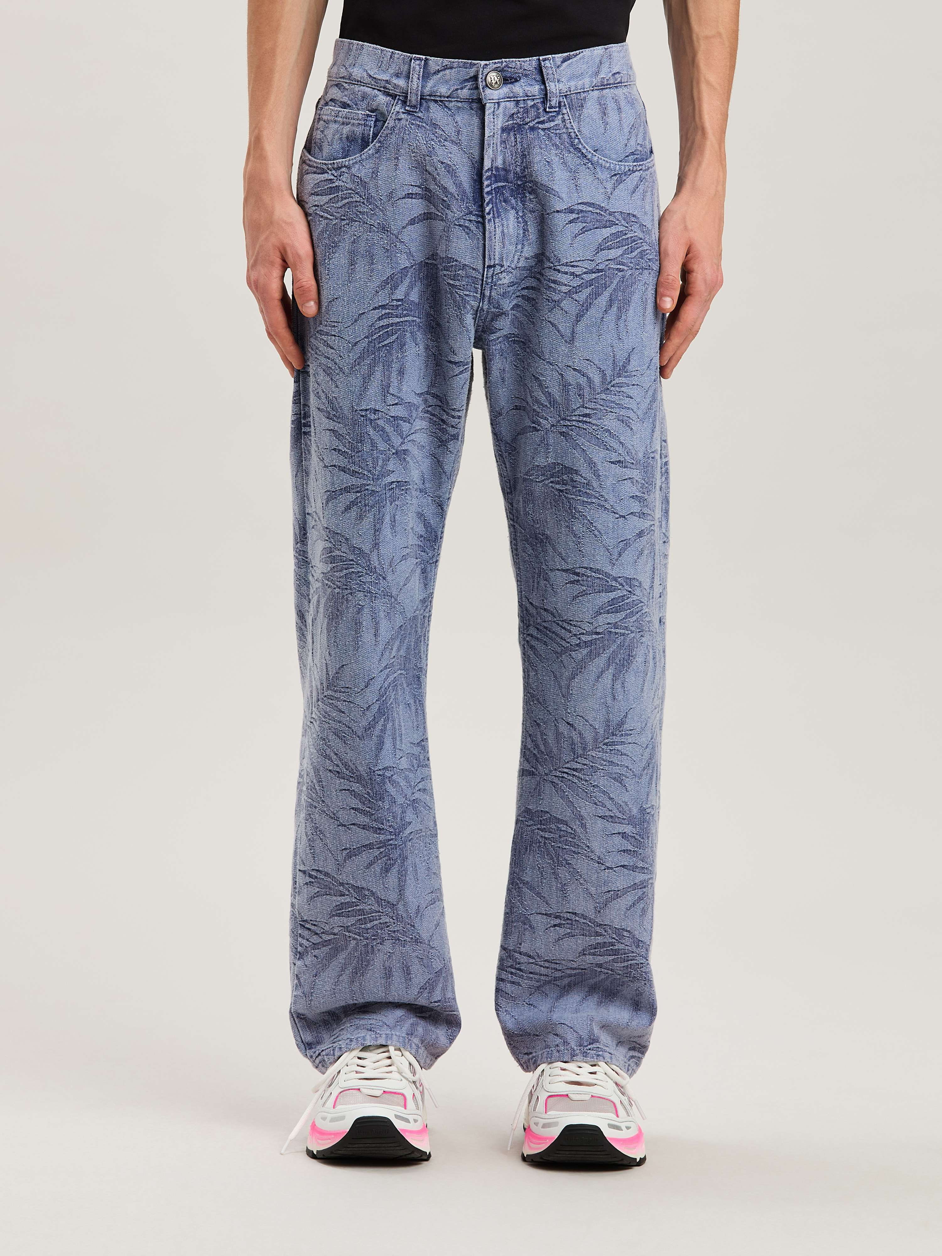 PALM ANGELS  Palm jacqured denim pants LIGHT BLUE - LIGHT BLUE PMYA041S25DEN002
