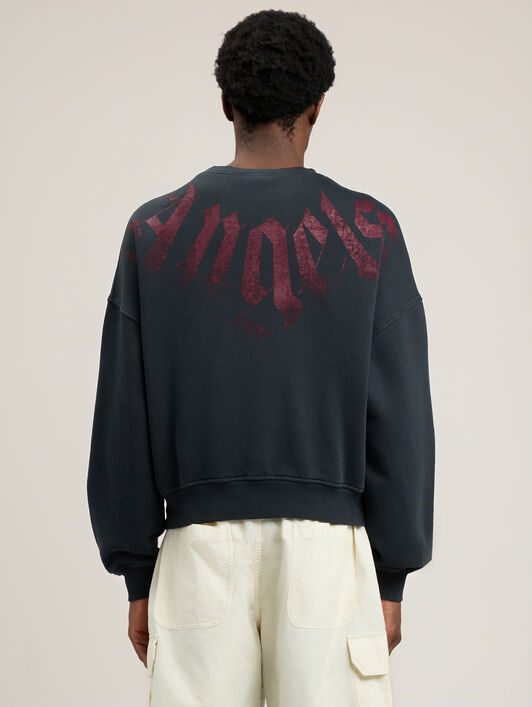 PALM ANGELS Big Neck Logo Loose Sweatshirt BLACK BURGUNDY PMBA08JS26FLE001