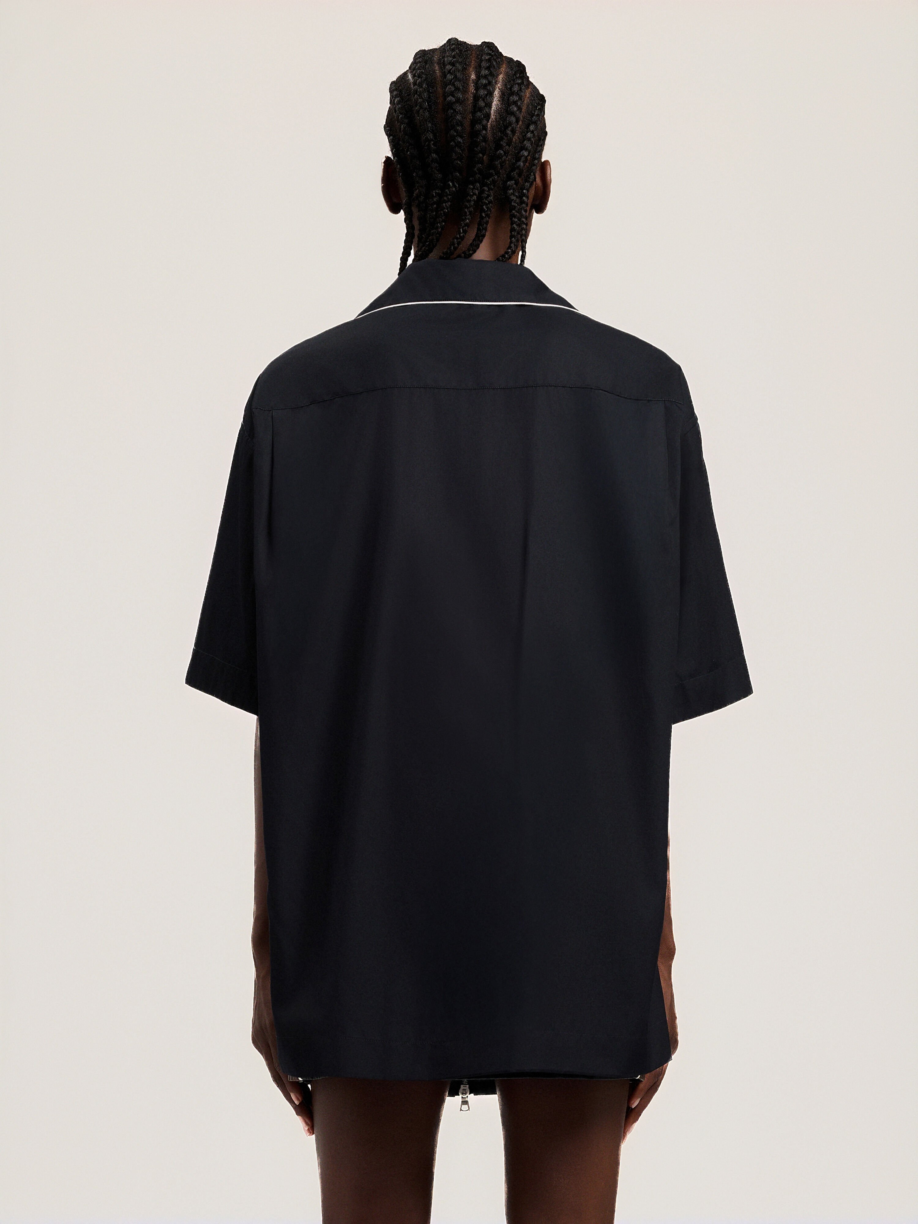 Curved Logo Bowling Shirt in BLACK OFF WHITE for Women | Palm Angels®