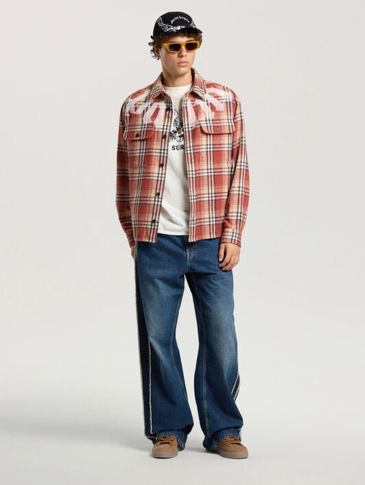 Big Neck Logo Loose Overshirt PALM ANGELS Big Neck Logo Loose Overshirt ORANGE - OFF WHITE PAMES02F26FB01