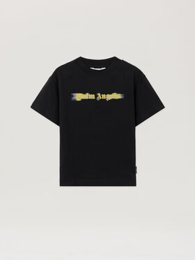 PALM ANGELS Blurred Logo Reg.Tshirt S/S BLACK - OCHER YELLOW PBAA003F25JER001