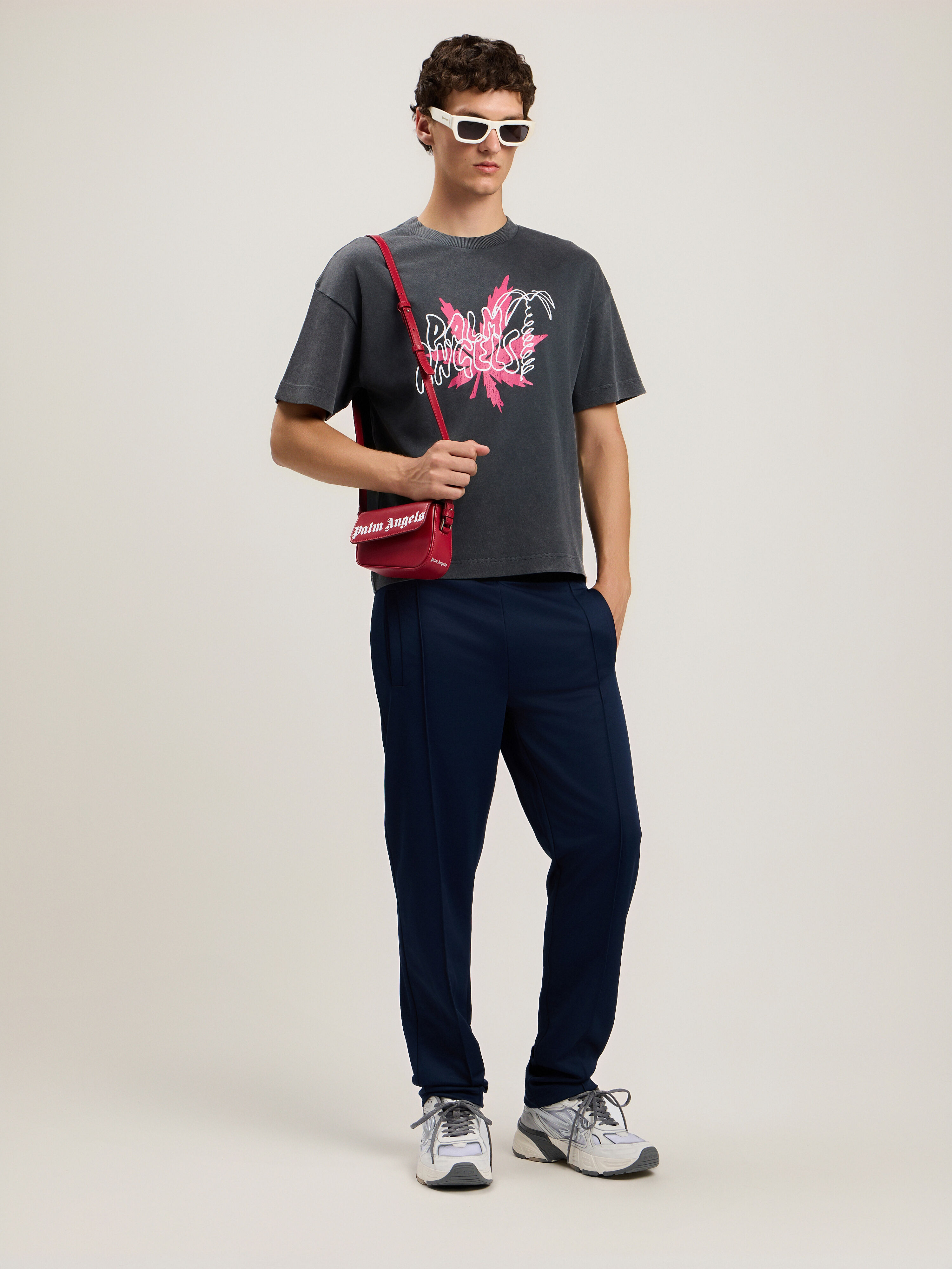 Back Curved Logo Track Pants in NAVY BLUE OFF WHITE for Men | Palm