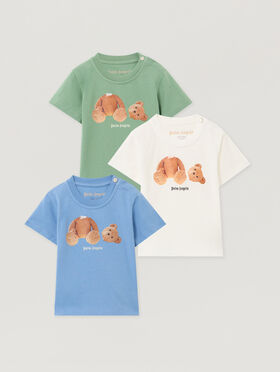 PALM ANGELS Bear Tripack T-Shirt DUSTY BLUE BROWN PB2X01AF25JER001