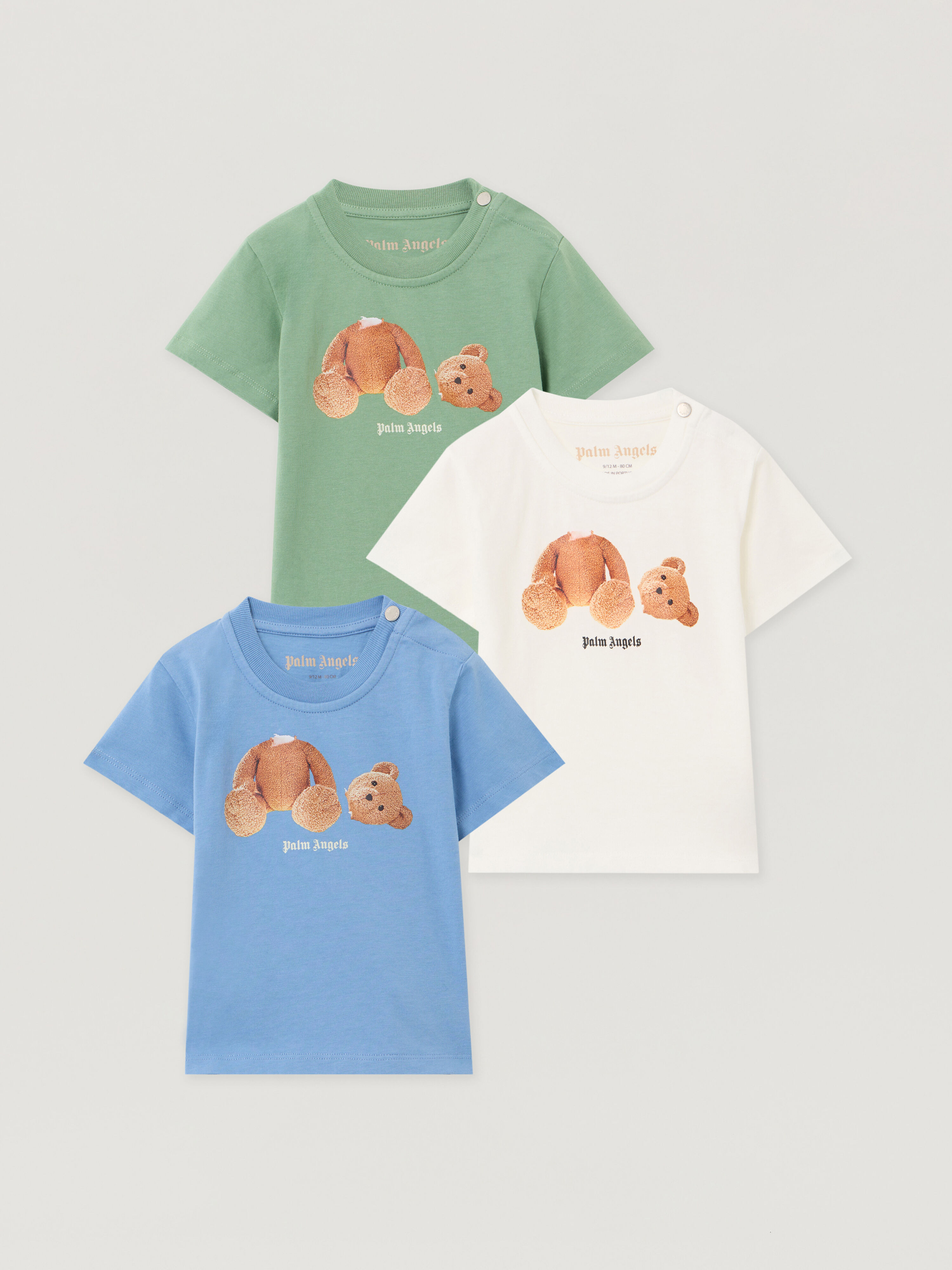 PALM ANGELS Pa Bear Tripack Tshirt DUSTY BLUE BROWN PB2X01AF25JER001