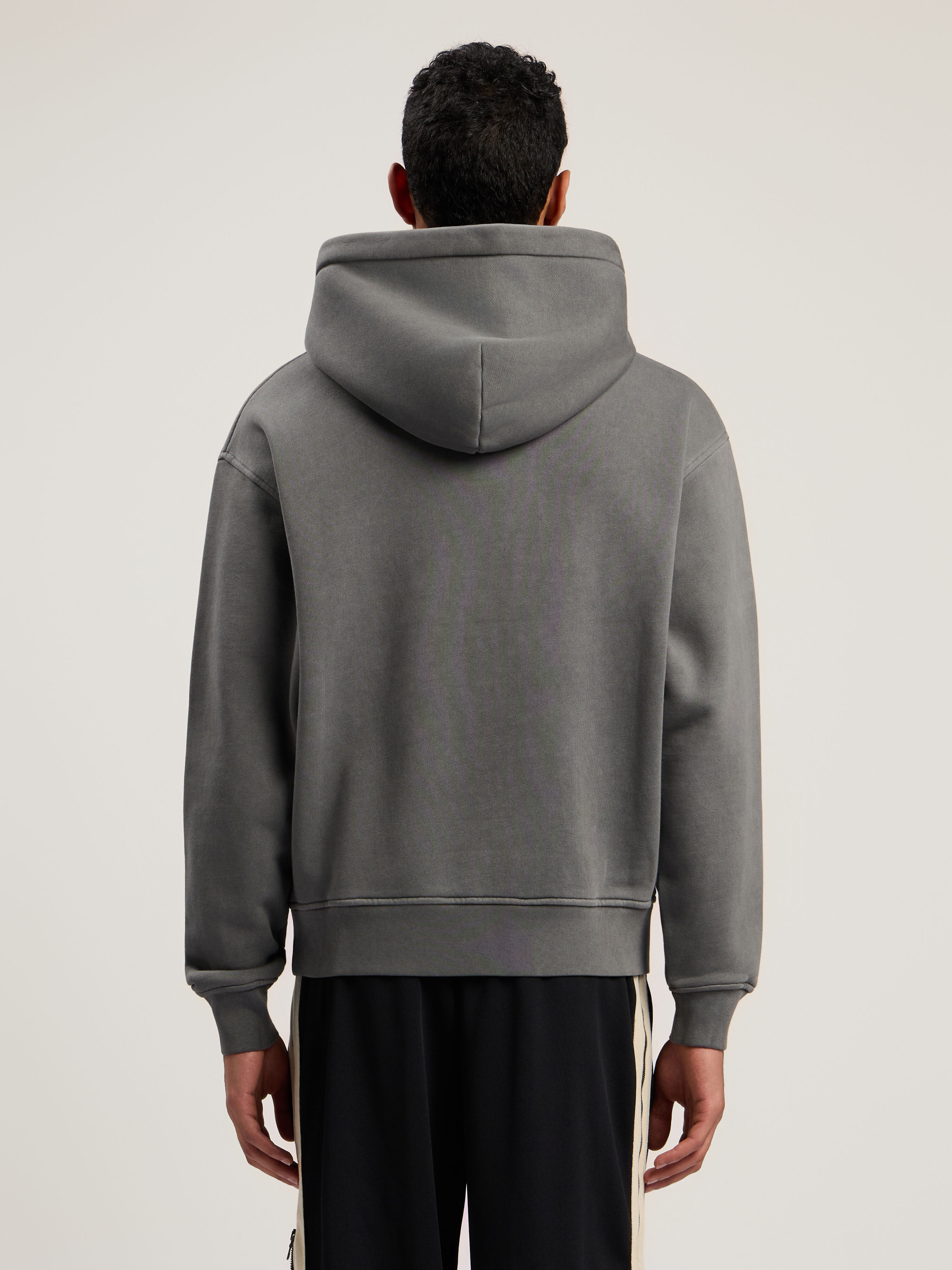 PALM ANGELS Neck Logo Regular Hoodie DARK GREY - OFF WHITE PMBB17DF25FLE003