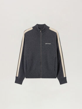 PALM ANGELS Classic Logo Knit Track Jkt DARK GREY - OFF WHITE PMHA063F25KNI001