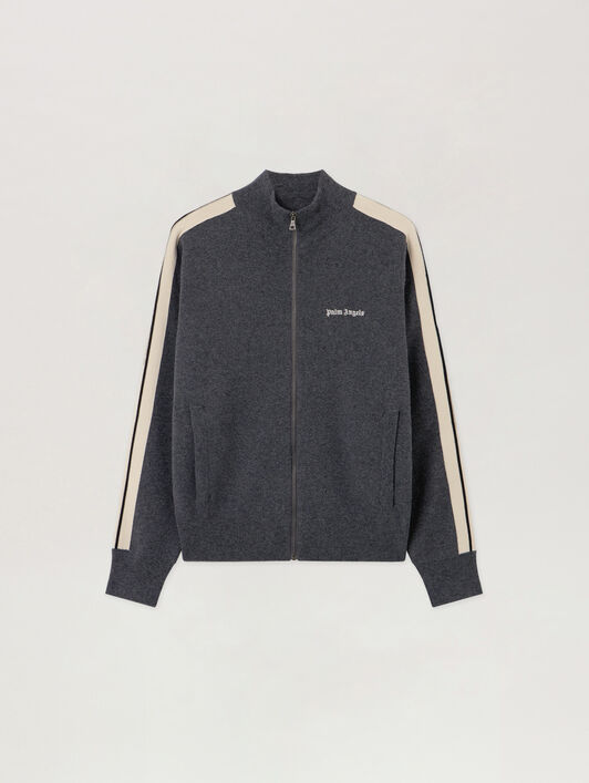 Classic Logo Knit Track Jacket PALM ANGELS Classic Logo Knit Track Jacket DARK GREY - OFF WHITE PMHA063F25KNI001
