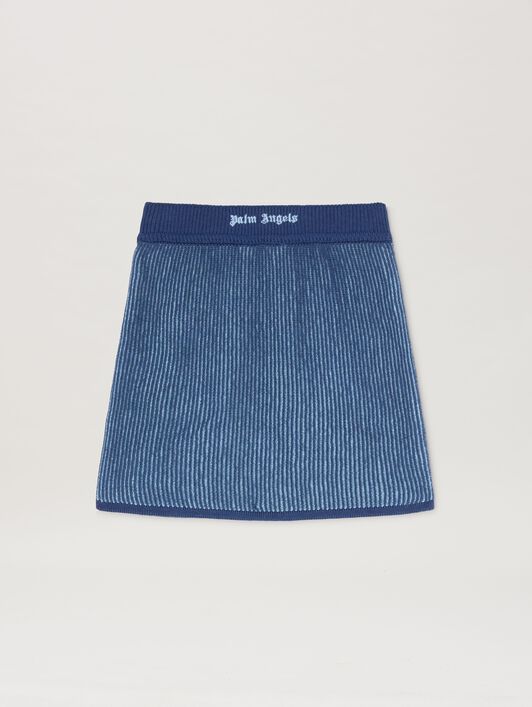 PALM ANGELS  Rib Mini Skirt INDIGO BLUE - LIGHT BLUE PWHL014S25KNI001
