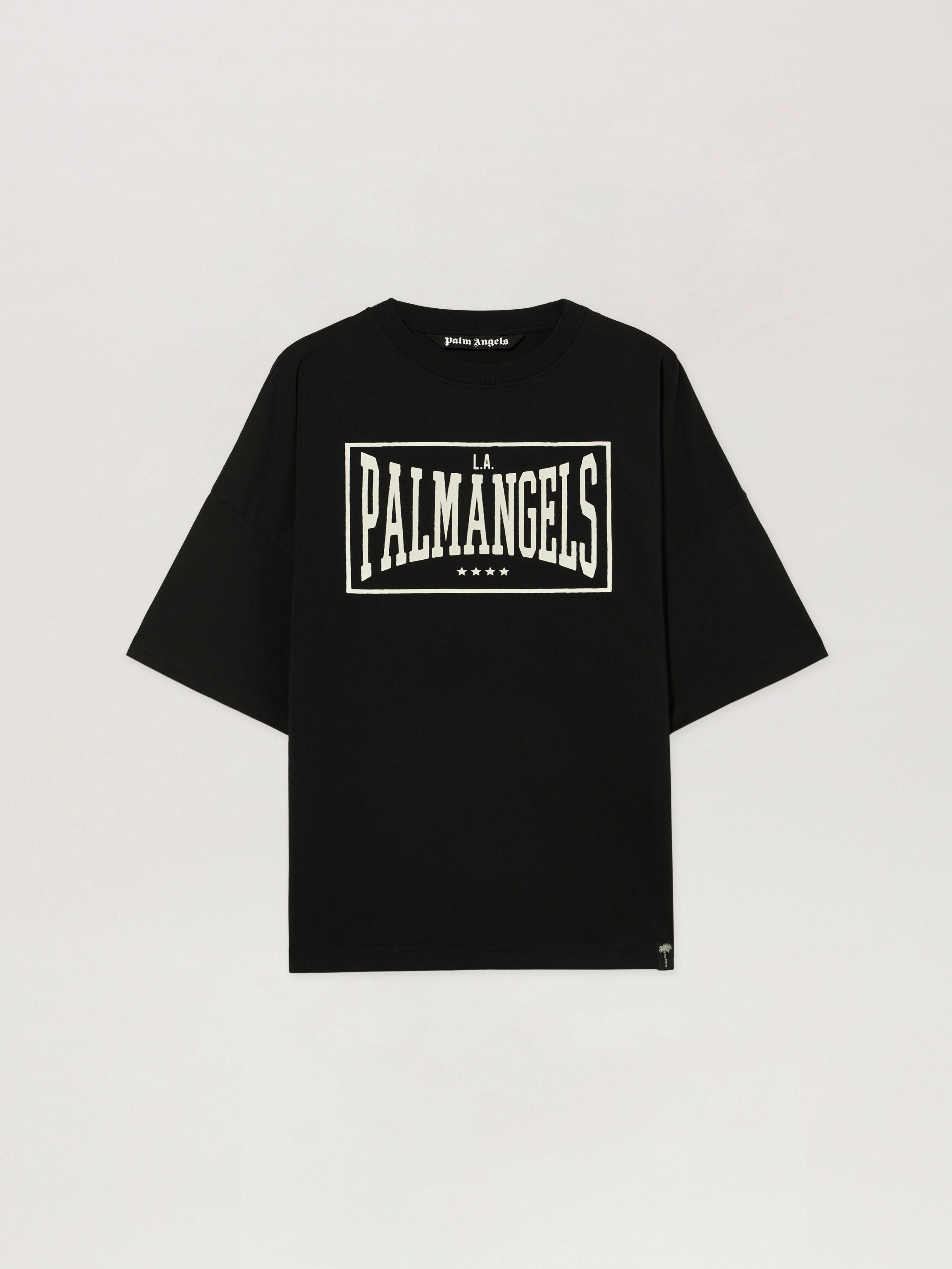 PALM ANGELS T-Shirt Vintage Con Logo Box BLACK - OFF WHITE PAMAA03F26JR04