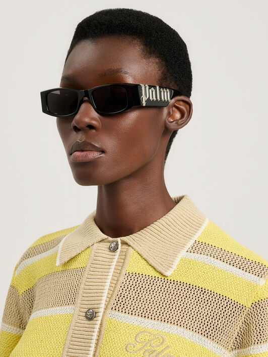 PALM ANGELS Angel Sunglasses SHINY BLACK PA1020100751