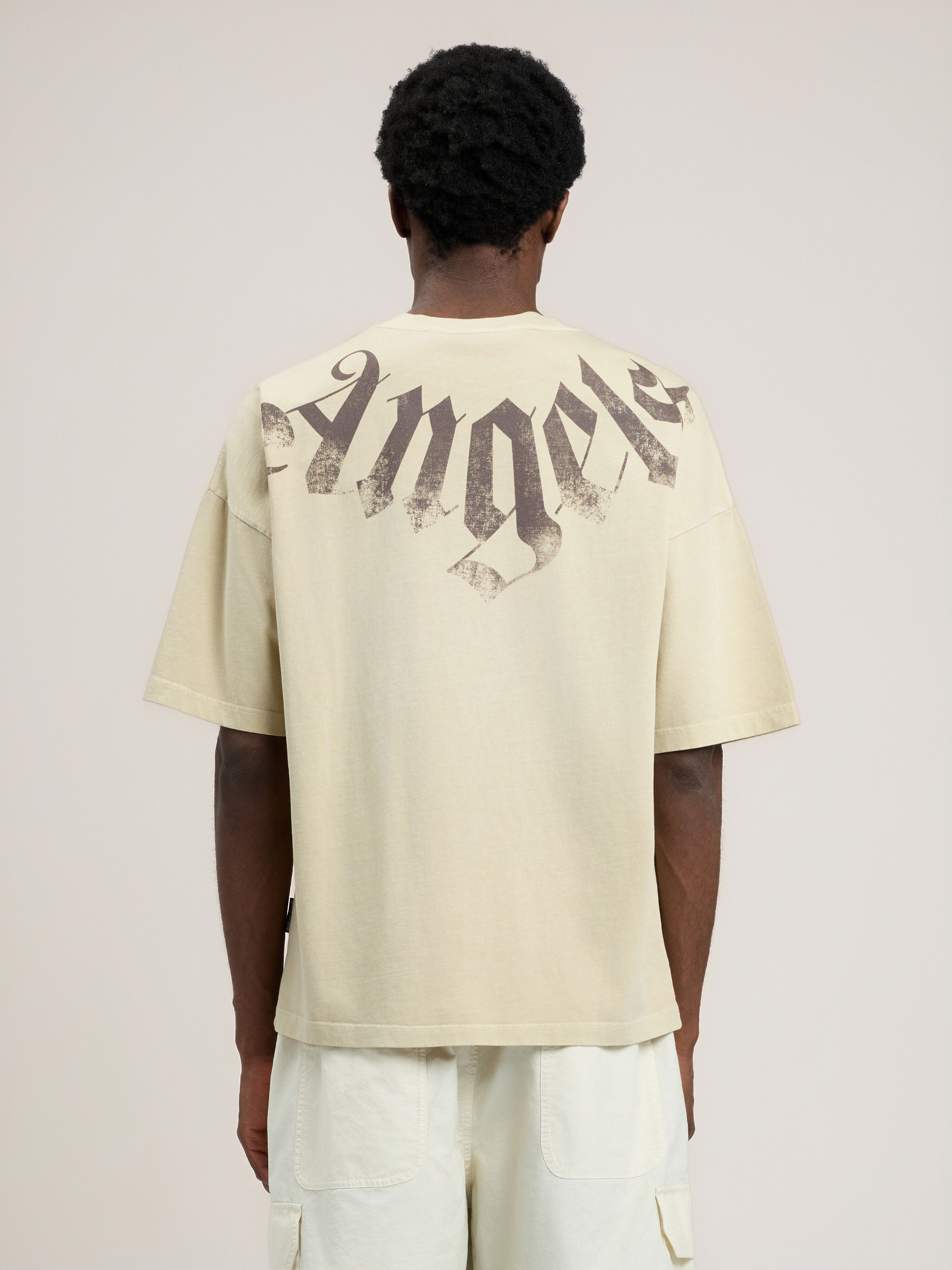 PALM ANGELS Big Neck Logo Loose T-Shirt BEIGE BROWN PMAA10DS26JER002