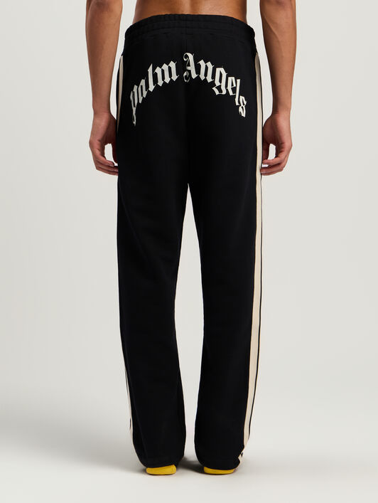 PALM ANGELS Curved Logo Track Sweatpants BLACK - OFF WHITE PMCH02KF25FLE001