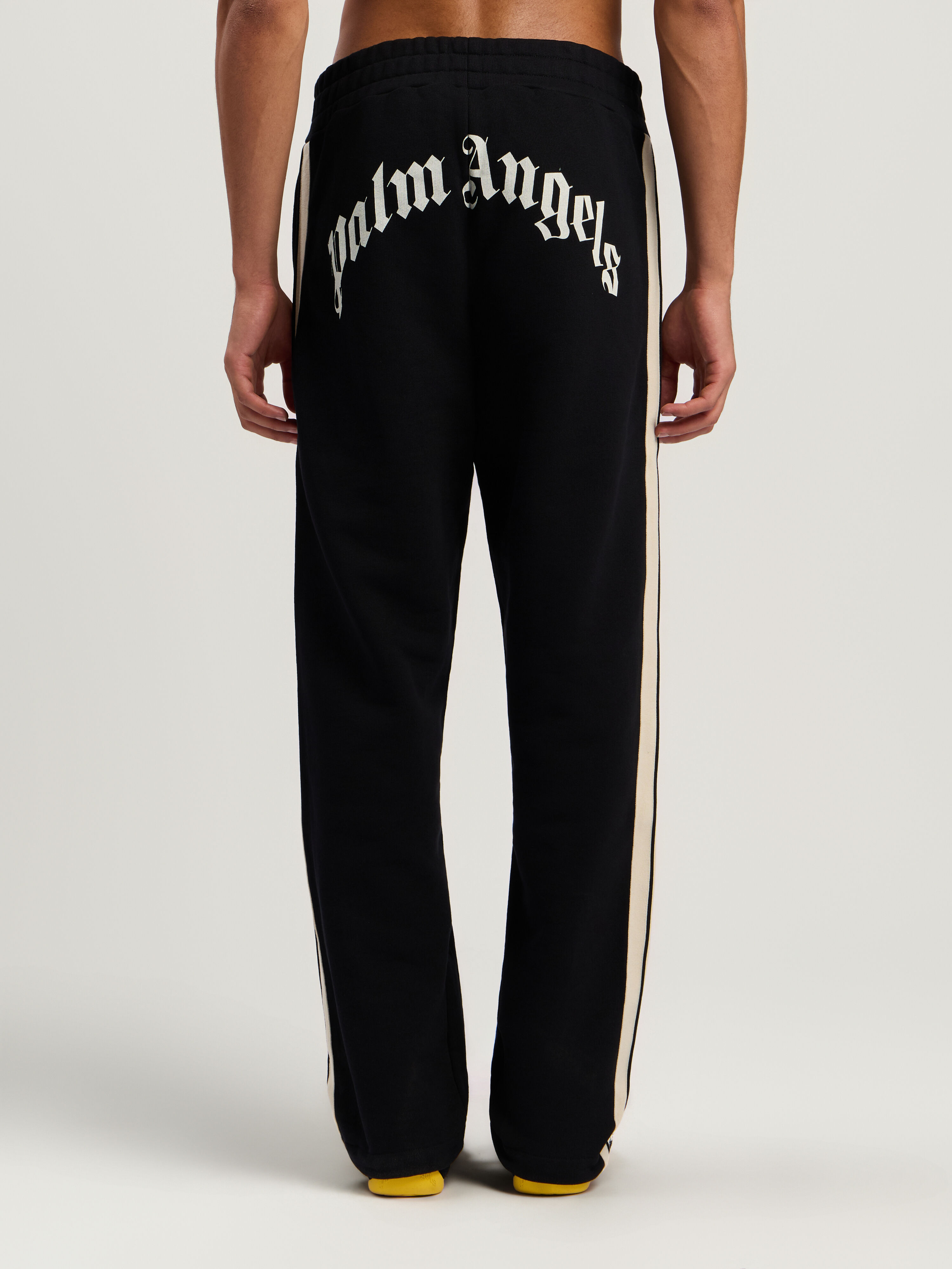 PALM ANGELS Curved Logo Track Sweatpants BLACK - OFF WHITE PMCH02KF25FLE001