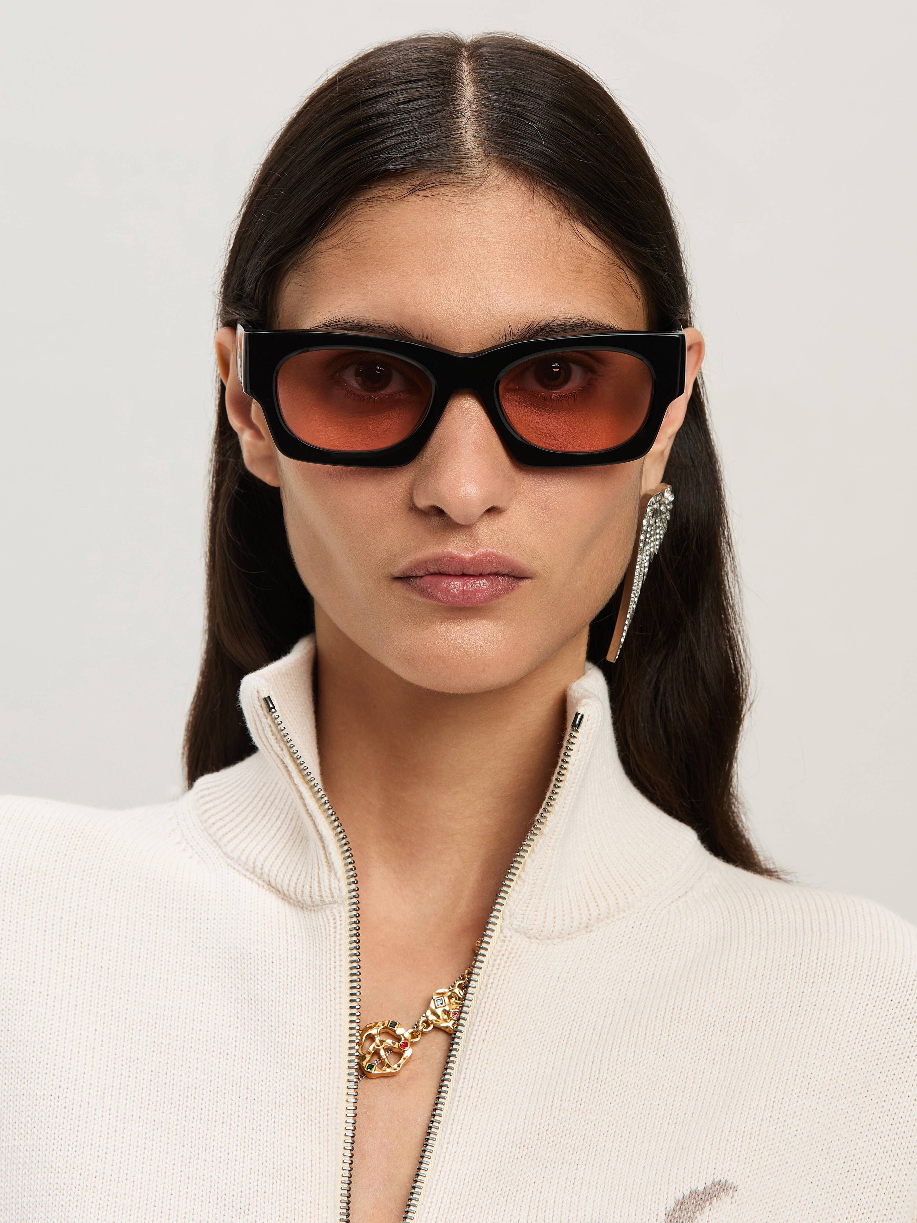 PALM ANGELS  Boodie sunglasses BLACK - PEACH ORANGE PERI089C99PLA001