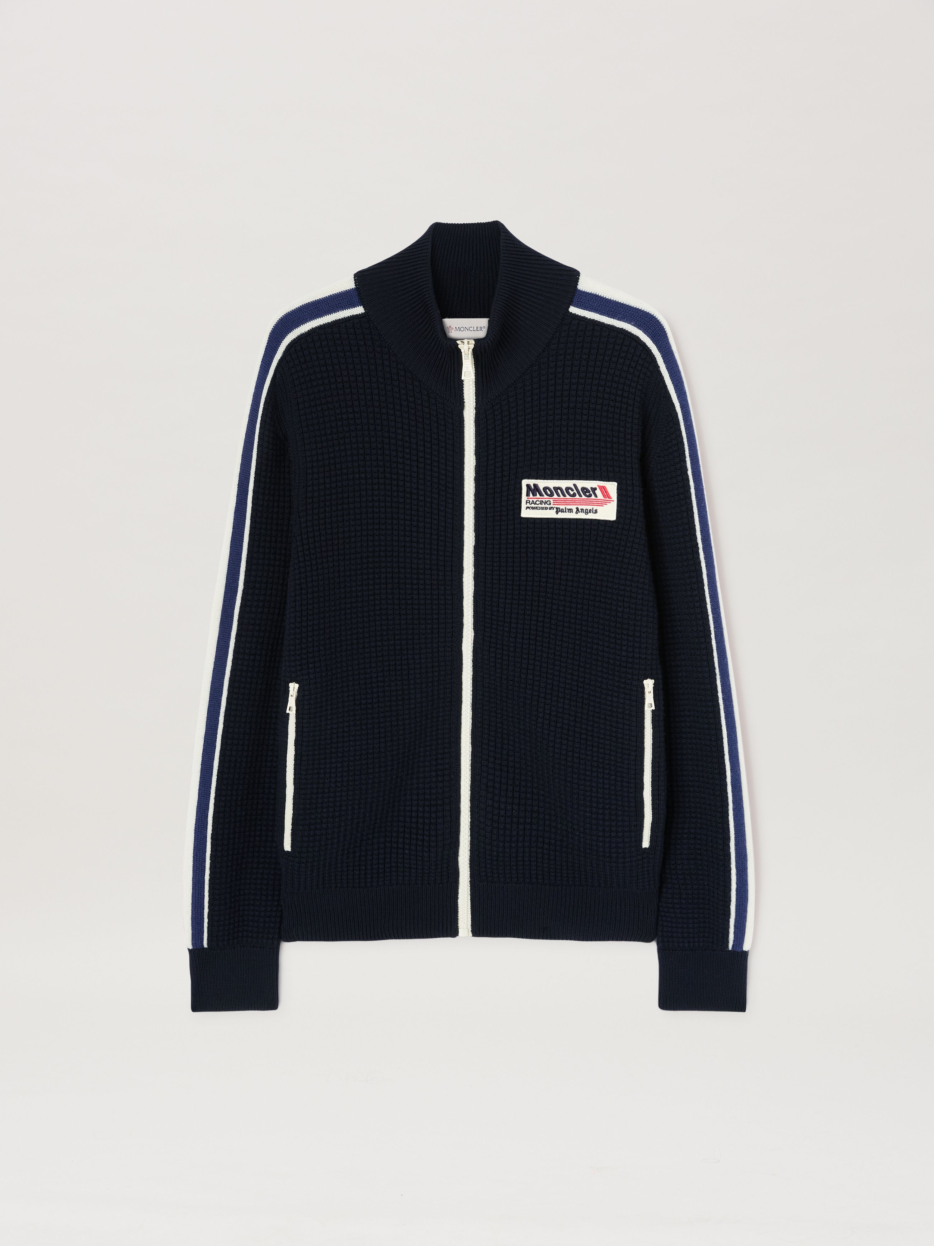 PALM ANGELS  Racing Cardigan Moncler x Palm Angels NAVY BLUE - WHITE PMHB036T25KNI001