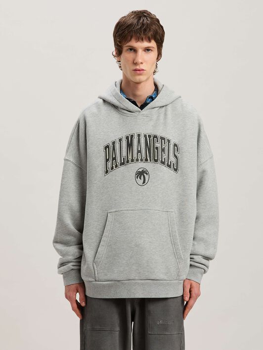 PALM ANGELS  College Oval Palm Hoodie GREY MELANGE - BLACK PMBB155S25FLE001