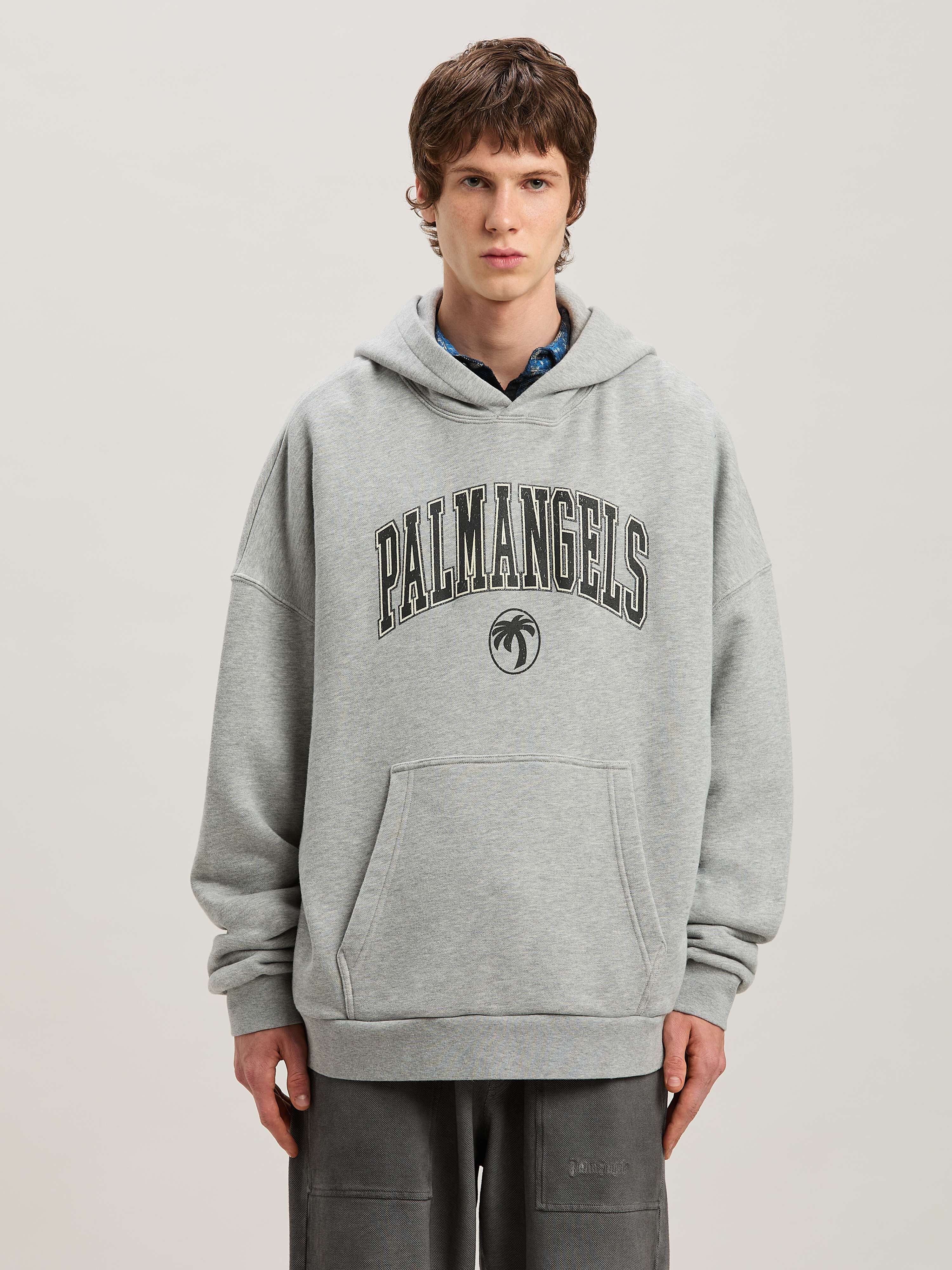 PALM ANGELS  College Oval Palm Hoodie GREY MELANGE - BLACK PMBB155S25FLE001