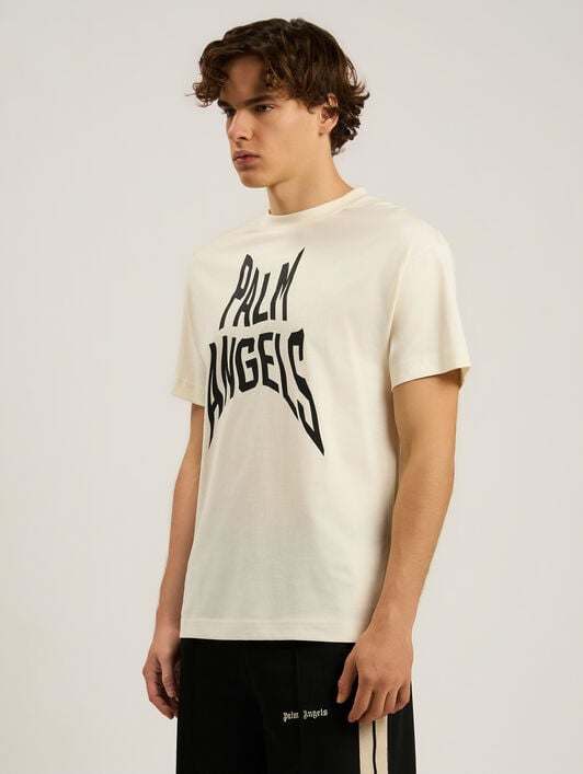 Palm Distorted Regular T-Shirt PALM ANGELS Palm Distorted Regular T-Shirt OFF WHITE - BLACK PAMAA01F26JR16