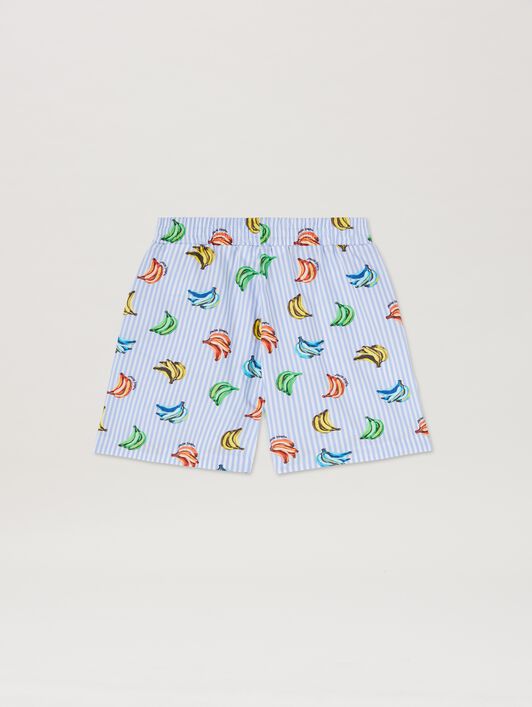 PALM ANGELS  Shorts mit Bananen-Print LIGHT BLUE DUSTY BLUE PBCB006S25FAB003
