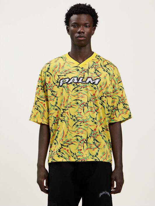 Tribal Allover Palm Sport T-Shirt PALM ANGELS Tribal Allover Palm Sport T-Shirt YELLOW OFF WHITE PMAA10NS26FAB001