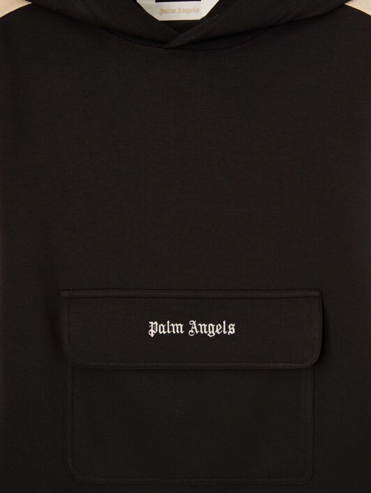 PALM ANGELS  Track hoodie BLACK OFF WHITE PBBD012S25FLE001
