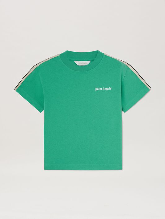 PALM ANGELS  Classic Logo Track T-shirt VERDE OFF WHITE PBAA011S25JER001