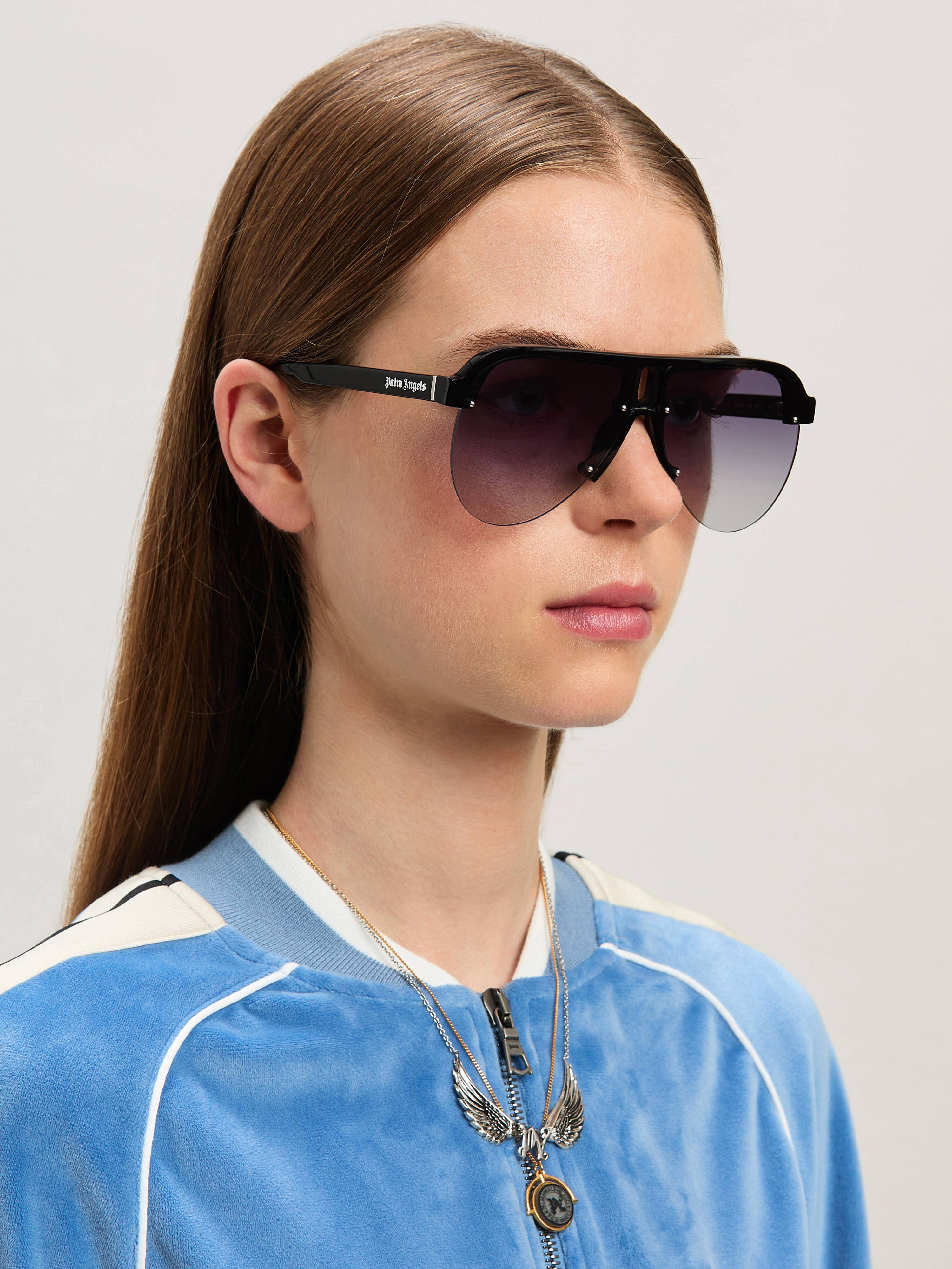 PALM ANGELS  Trinity sunglasses BLACK - GREY MELANGE PERI10BS25PLA001