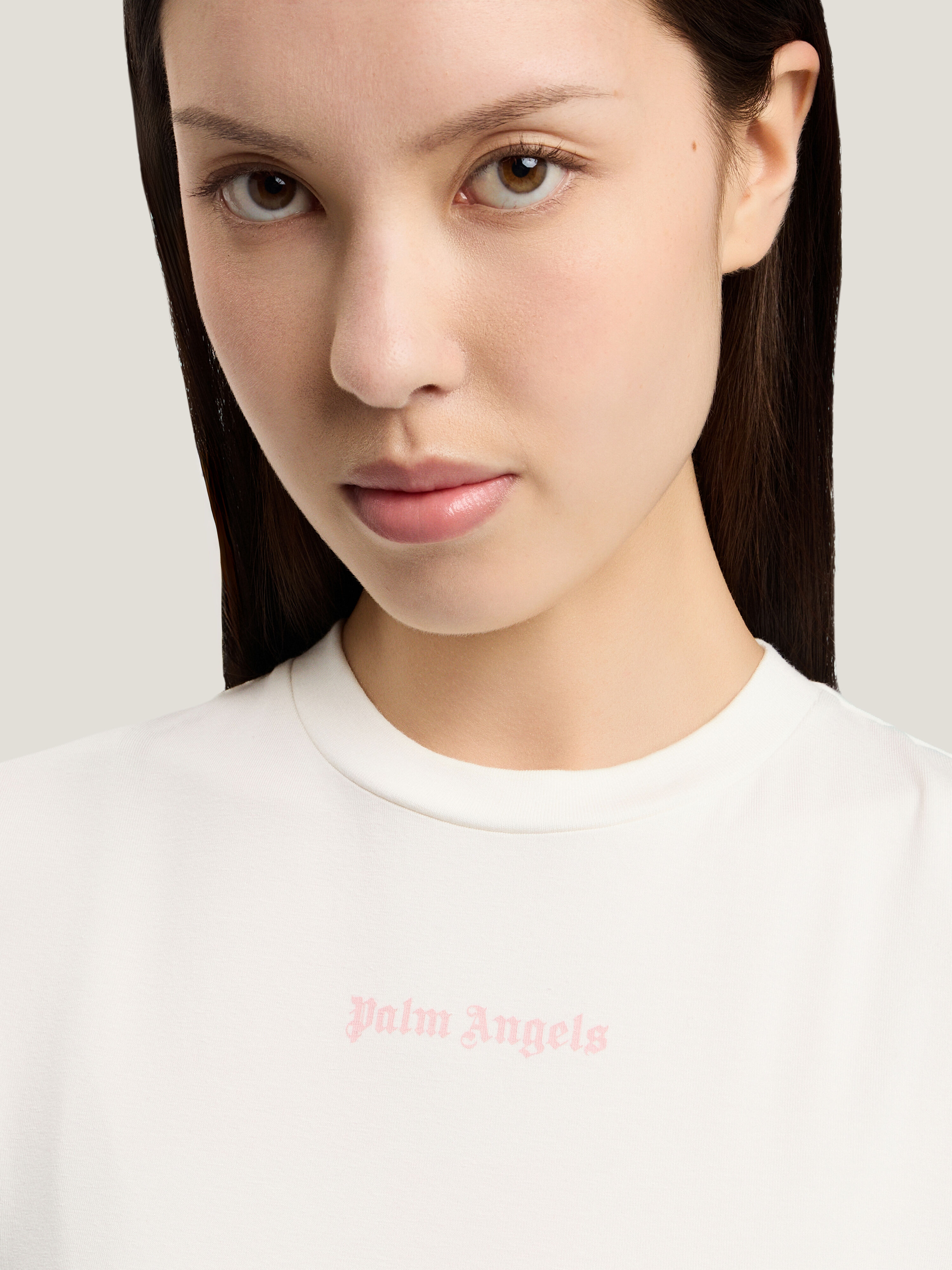 PALM ANGELS Milan LA Baby T-Shirt OFF WHITE PINK PWAA077S26JER003