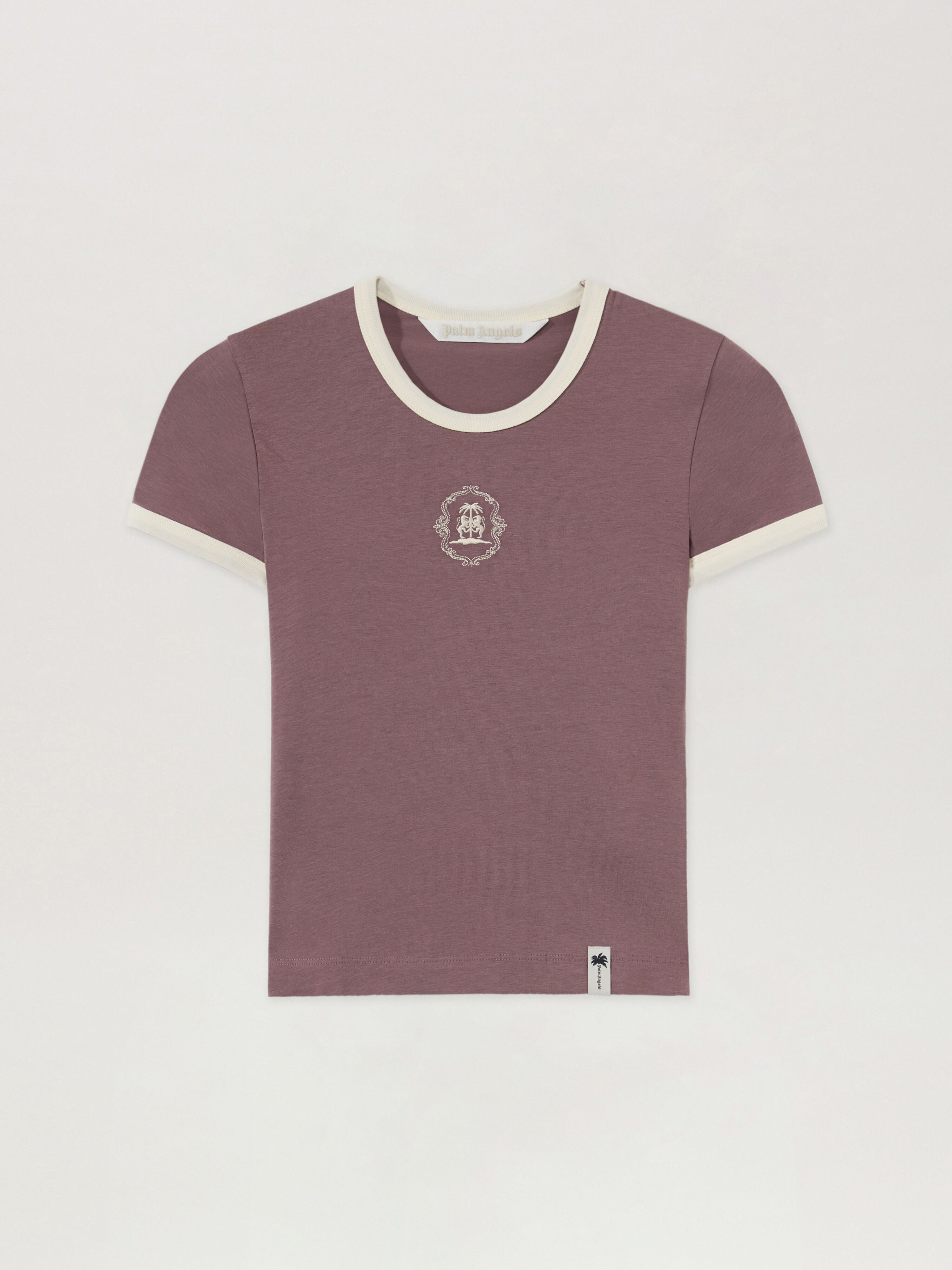 PALM ANGELS T-Shirt Lions Herald Slim MAUVE - OFF WHITE PAWAA04F26JR02