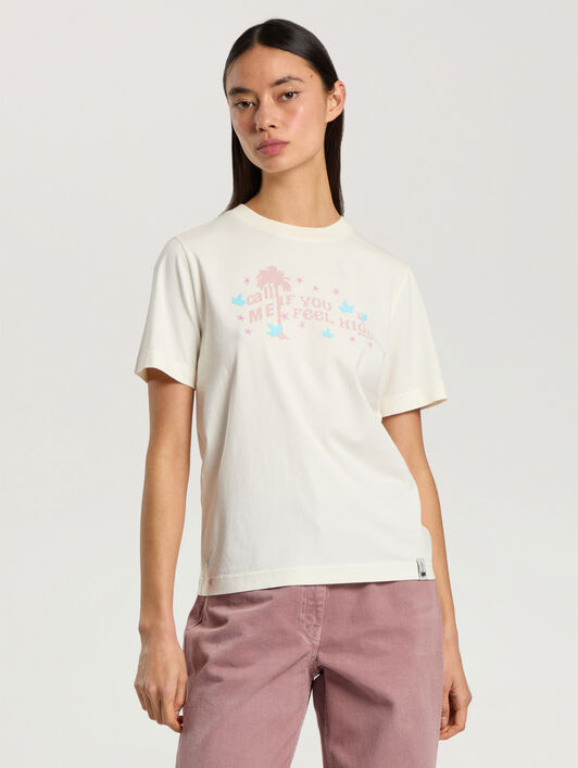PALM ANGELS Feel High Regular T-Shirt OFF WHITE - MULTICOLOR PAWAA06F26JR01