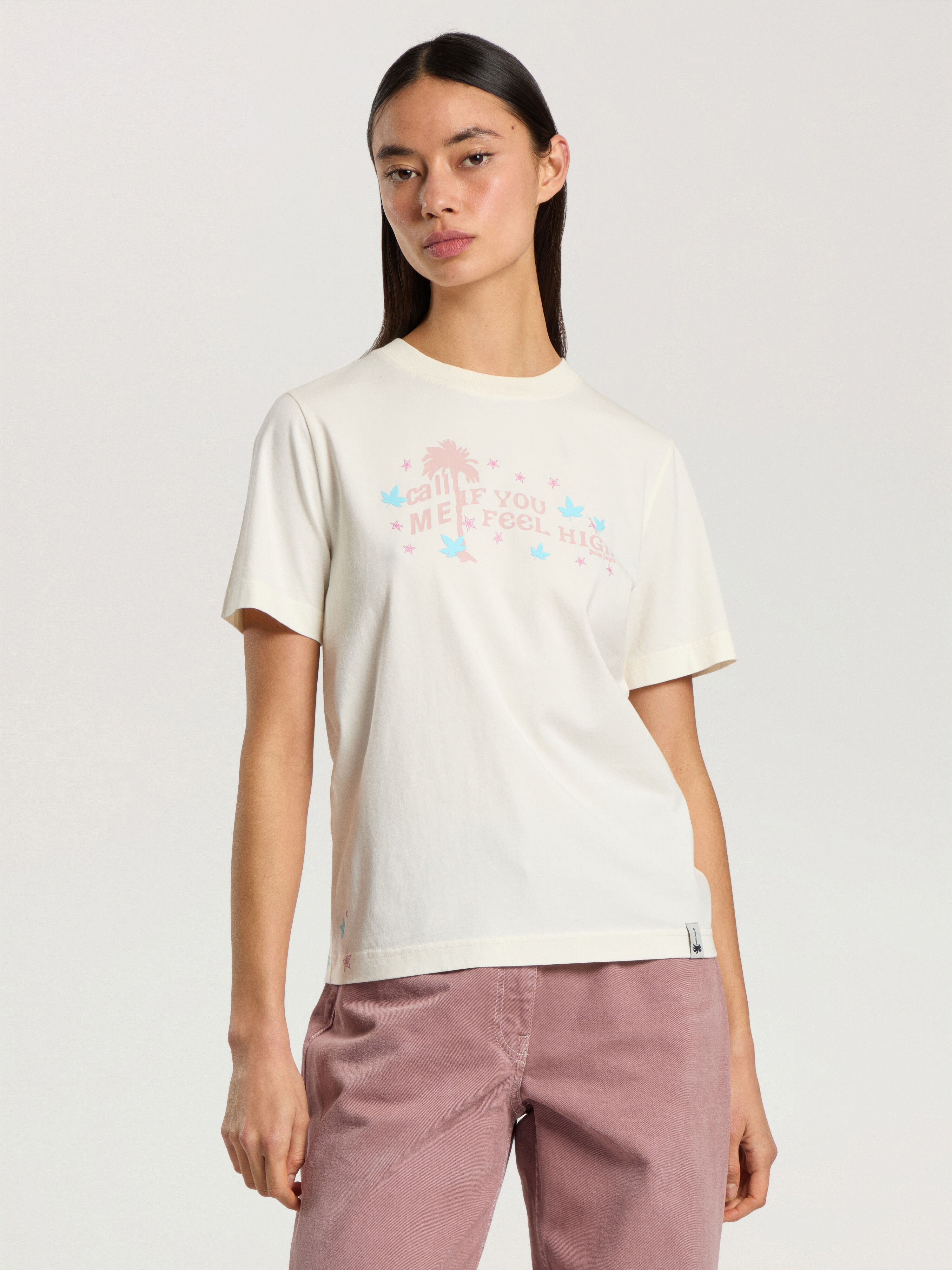PALM ANGELS Feel High Regular T-Shirt OFF WHITE - MULTICOLOR PAWAA06F26JR01