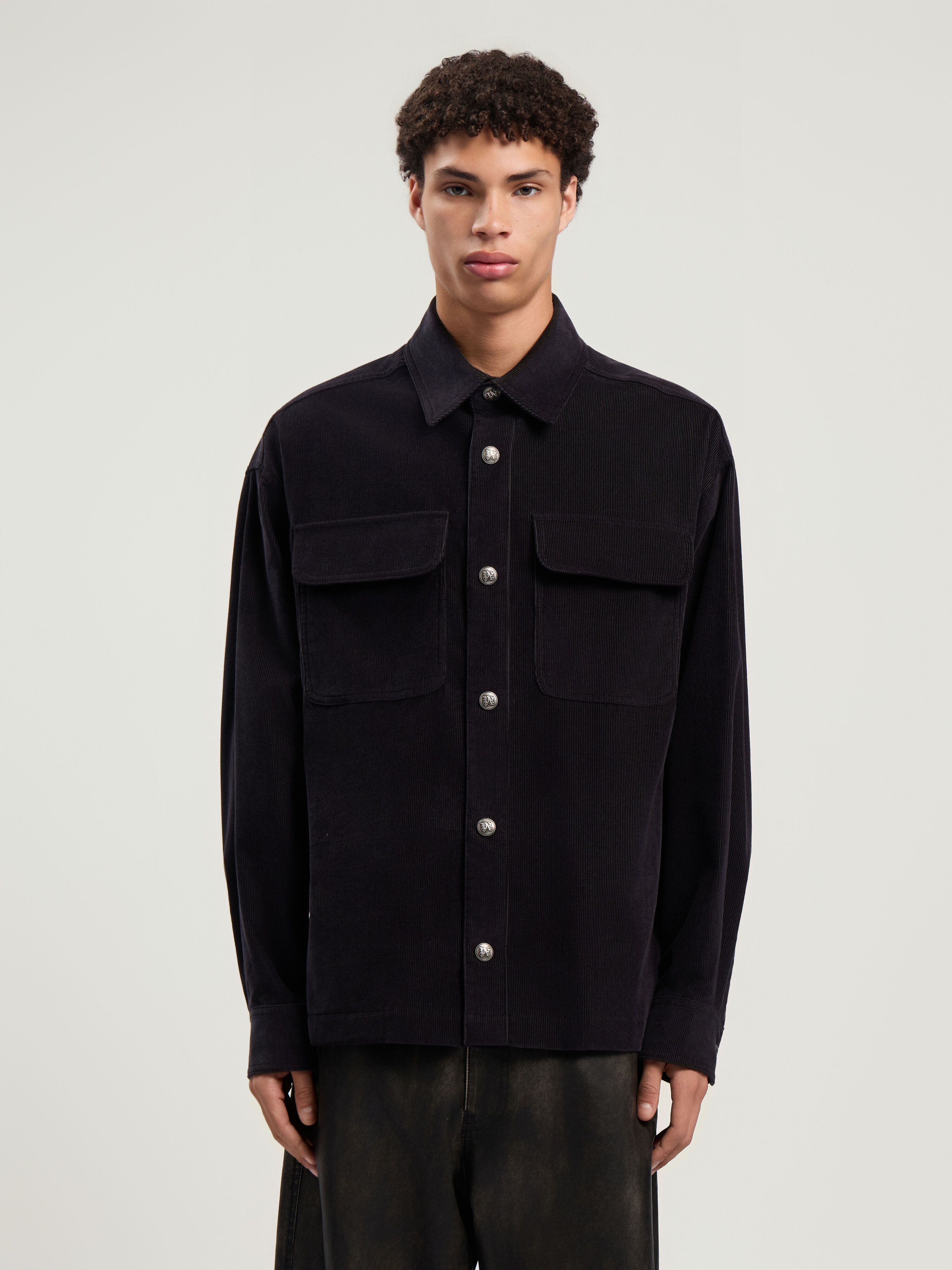 Classic Logo Corduroy Overshirt in ANTHRACITE - OFF WHITE for Men Classic Logo Corduroy Overshirt in ANTHRACITE - OFF WHITE for Men