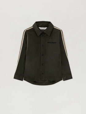 PALM ANGELS Pa Coated Track Shirt MILITARY GREEN - BLACK PBGA009F25FAB001