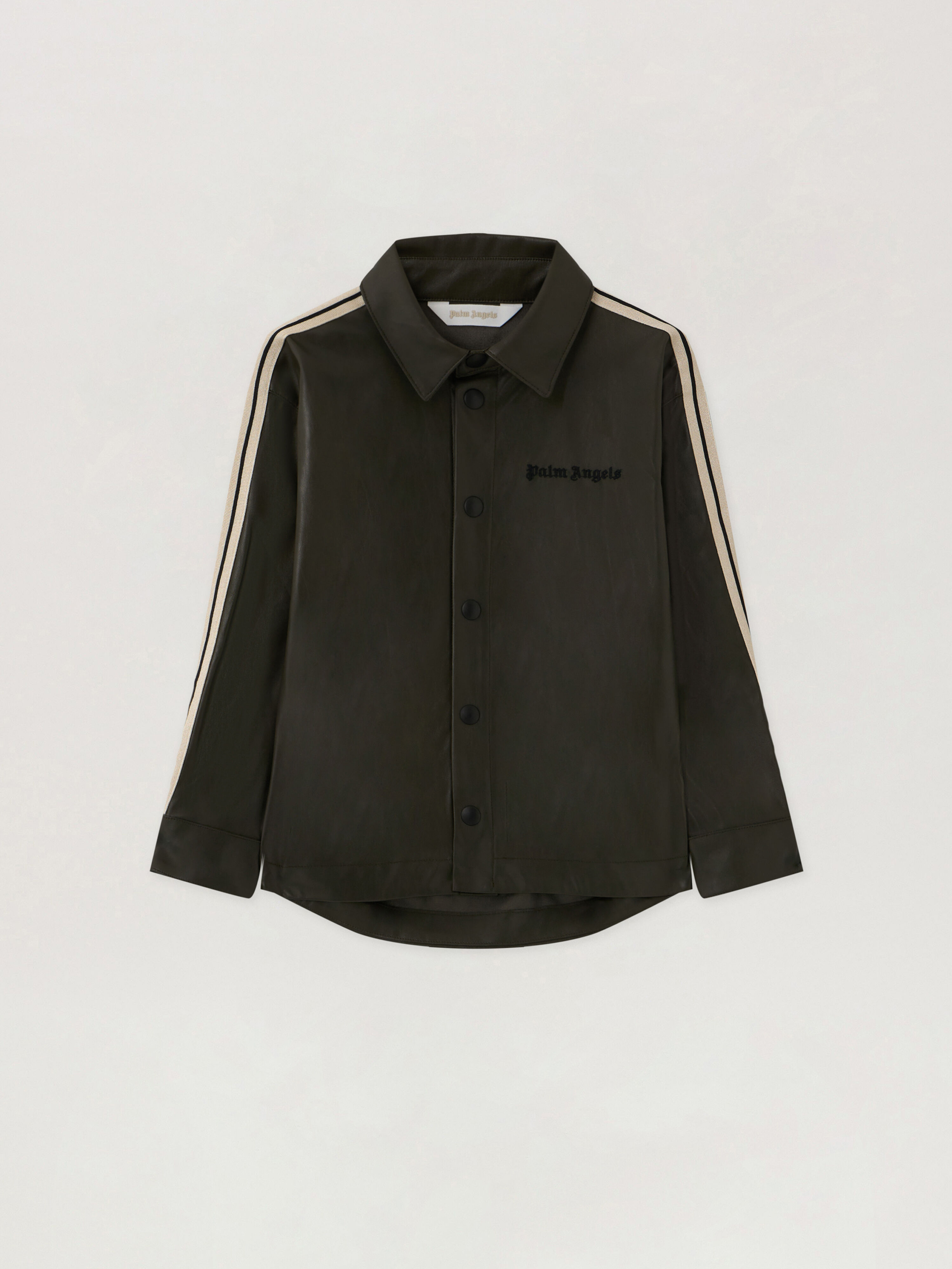 PALM ANGELS Pa Coated Track Shirt MILITARY GREEN - BLACK PBGA009F25FAB001