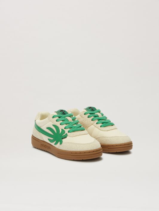 PALM ANGELS  Palm Beach University Sneakers BEIGE - GREEN PBIA015S25FAB001