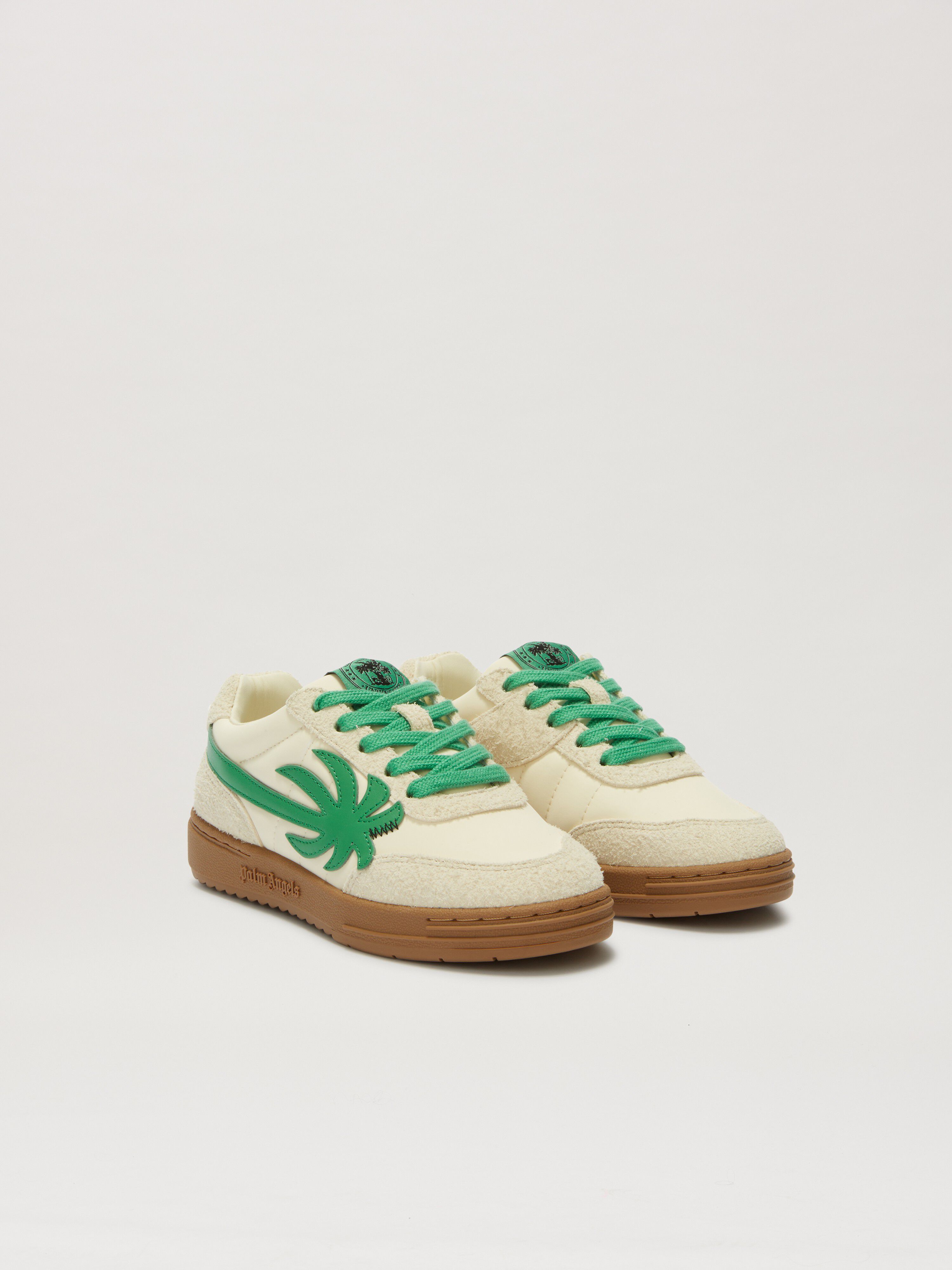 PALM ANGELS  Palm Beach University Sneakers BEIGE - GREEN PBIA015S25FAB001