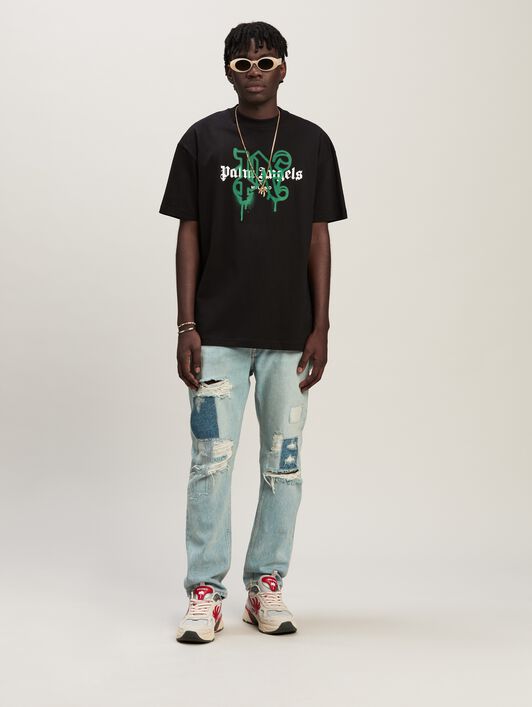 PALM ANGELS Monogram Spray City T-Shirt Milano SCHWARZ PMAA001C99JER028
