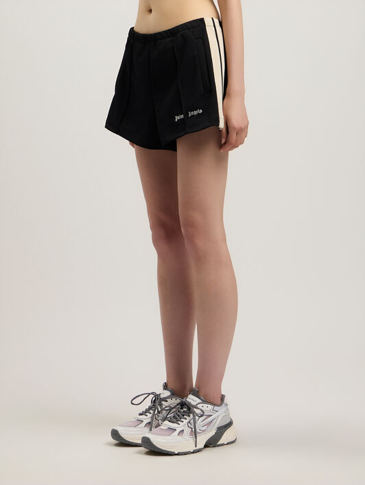 PALM ANGELS Classic Logo Track Shorts BLACK OFF WHITE PWCL005S26FAB001