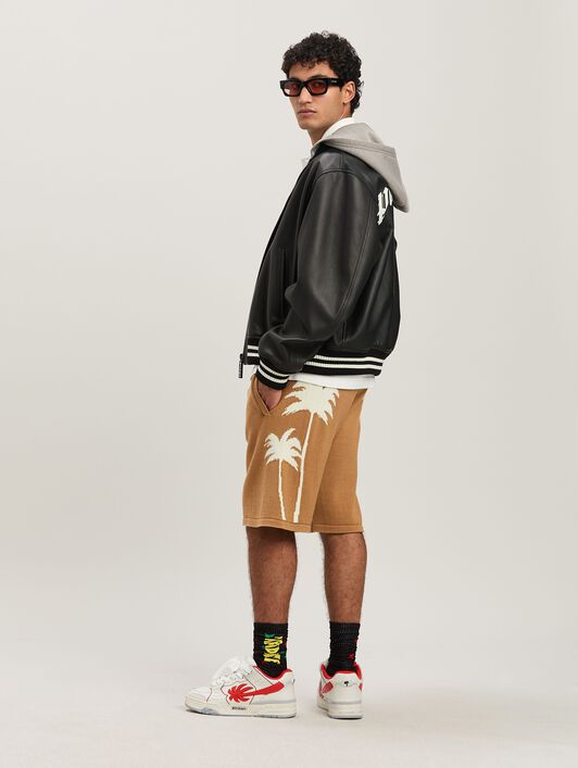 PALM ANGELS  Palm Inlay knit shorts BEIGE - OFF WHITE PMHM012S25KNI002