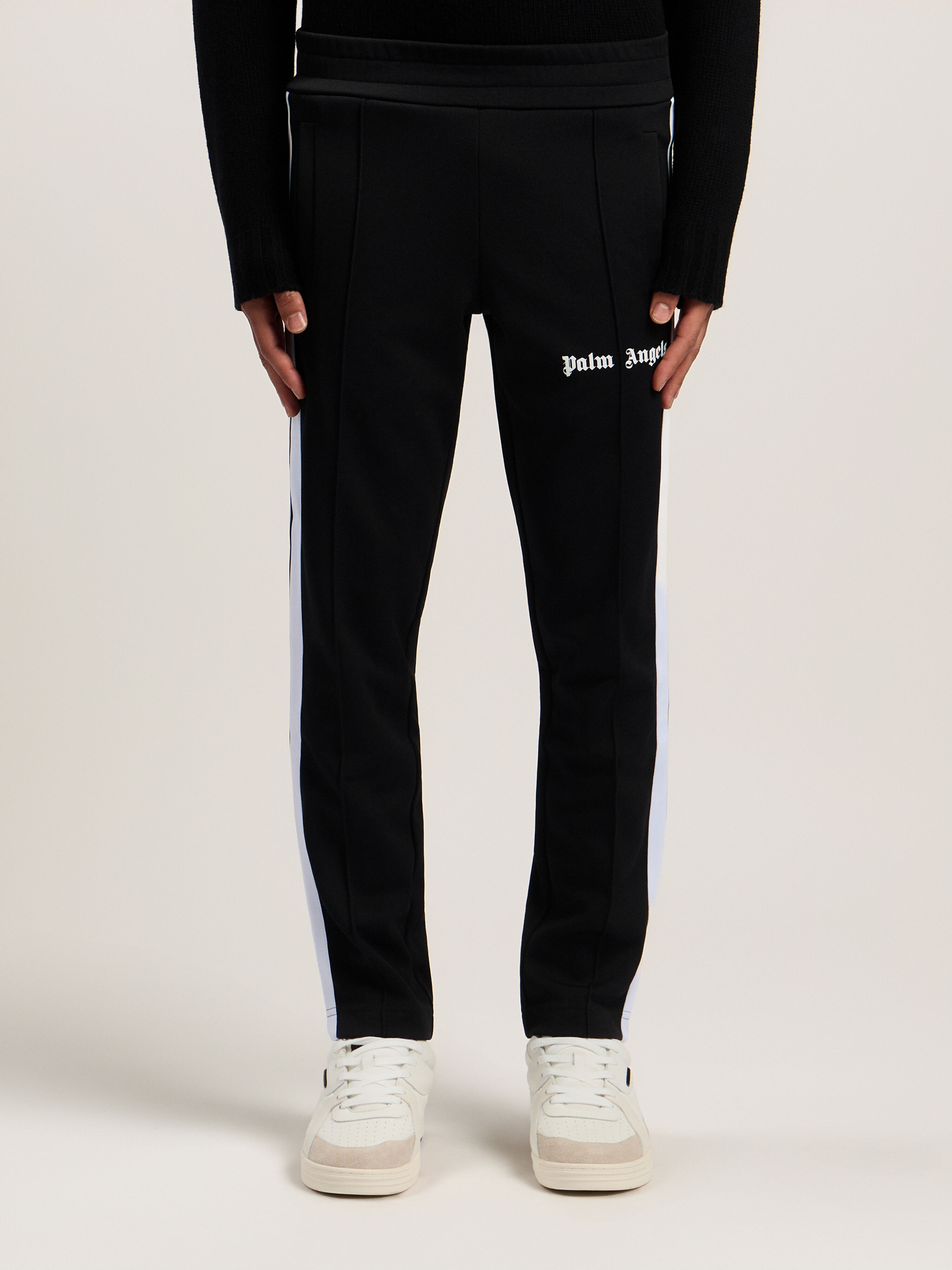 PALM ANGELS Slim Track Pants BLACK WHITE PMCJ005C99FAB001