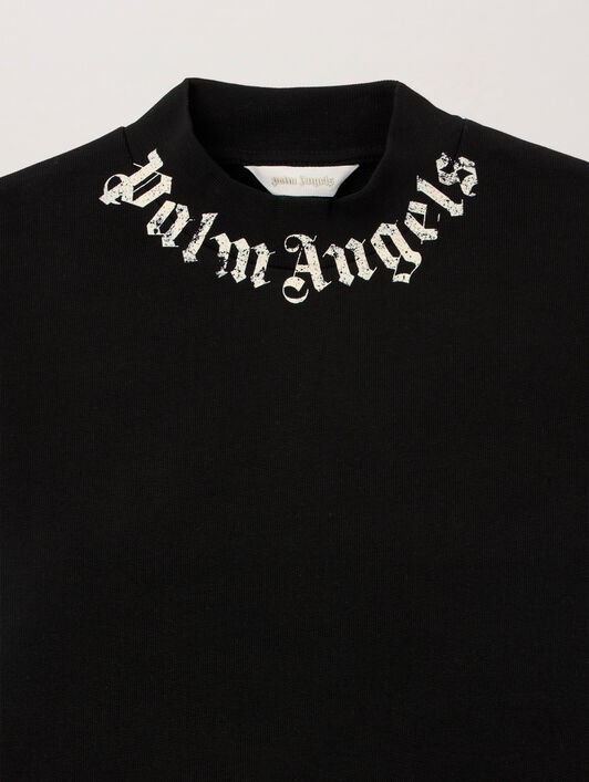 PALM ANGELS Neck Logo Brushed. Crew NERO/BLACK PBBA012S26FLE004