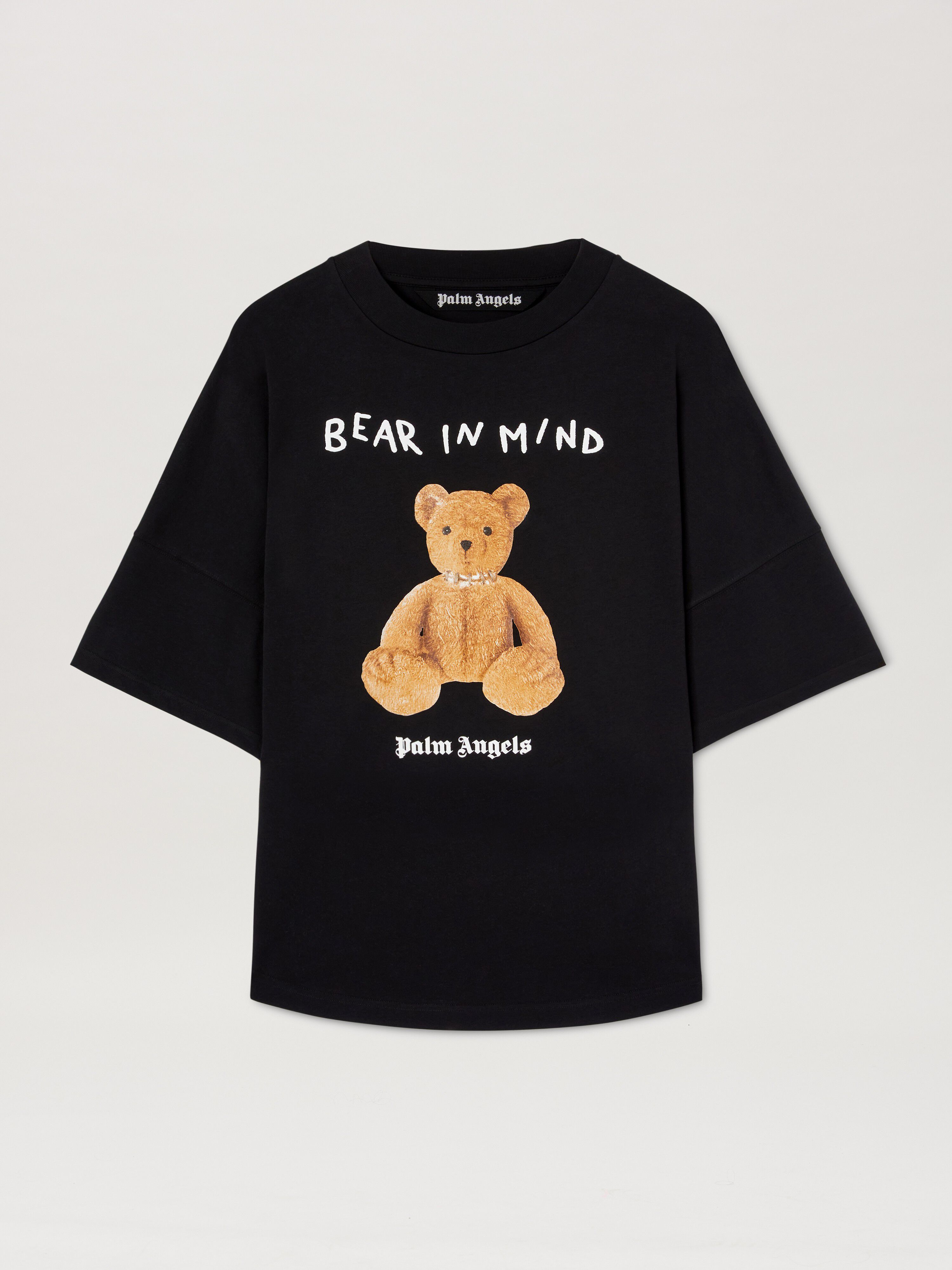 PALM ANGELS  Bear in Mind Over T-shirt BLACK - BROWN PMAA002S25JER002