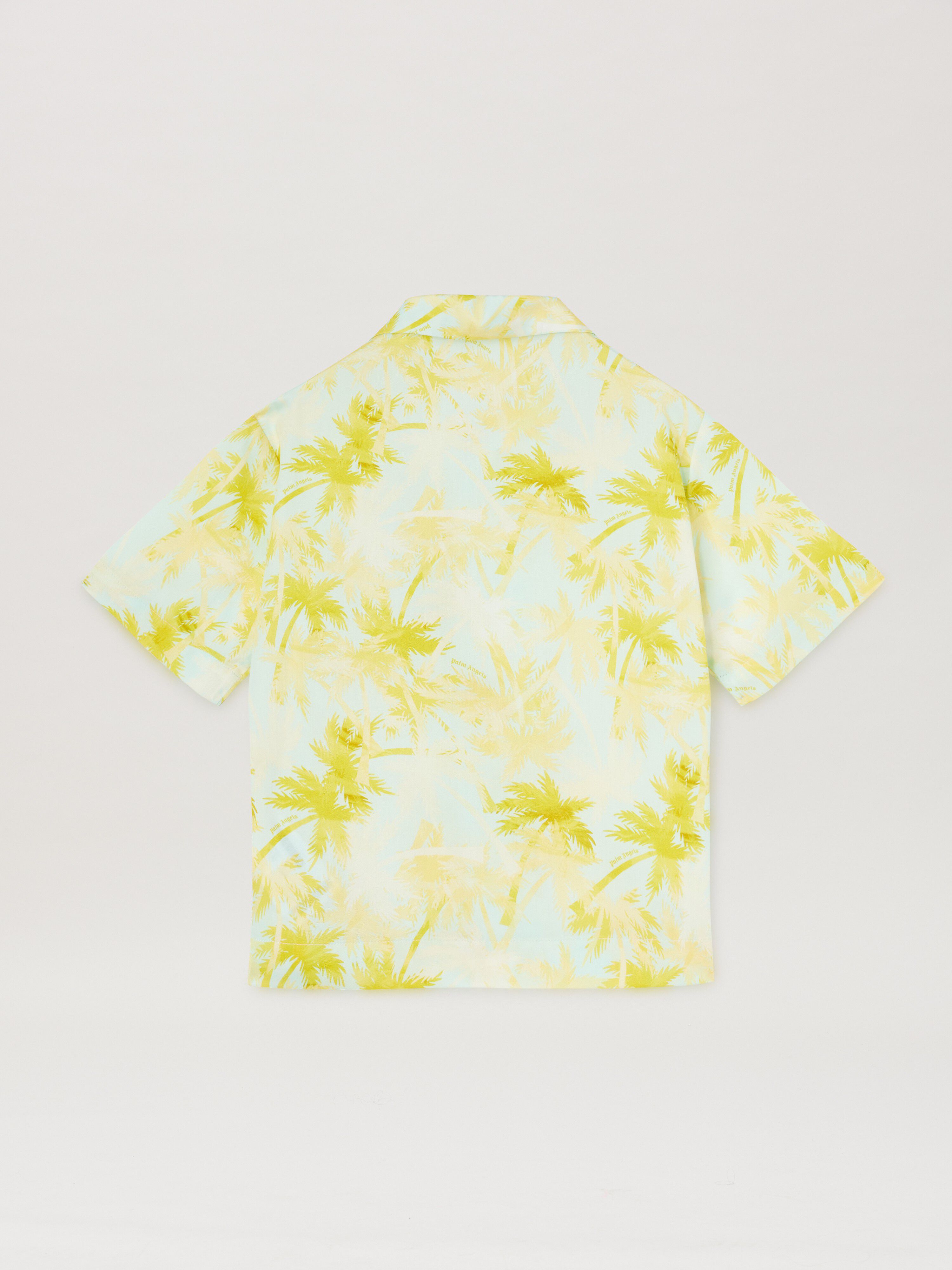 PALM ANGELS  All over Palm print short-sleeved shirt SKY BLUE -DUSTY BLUE PBGG002S25FAB002