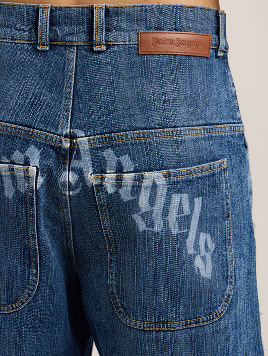 PALM ANGELS Curved Logo Skater Shorts MEDIUM BLUE MEDIUM BLUE PMYC00AS26DEN002