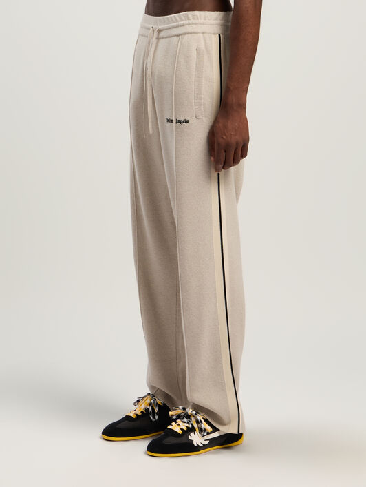 PALM ANGELS Classic Logo Knit Track Pants LIGHT BEIGE - BLACK PMHG023F25KNI001