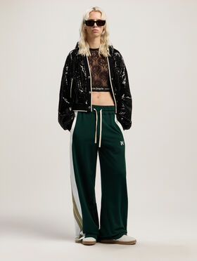 PALM ANGELS Classic Logo Lace Top BLACK - BLACK PWAD07CF25FAB001
