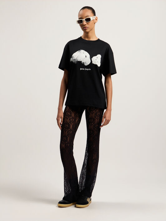PALM ANGELS Spray Broken Bear T-Shirt Black/White PMAA109T26JER002